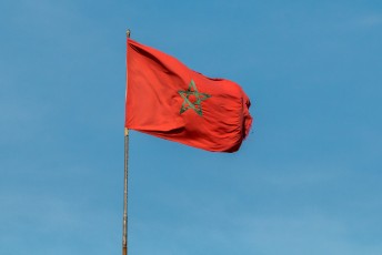 De vlag van het volgende land op mijn route, Marokko.