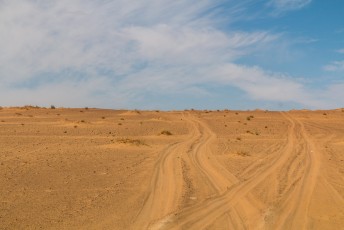 De volgende ochtend gingen we dan echt de woestijn in. In eerste instantie waren er nog een jeep tracks die we konden volgen.