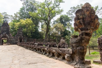 next, Siem Reap. De goden hier rechts houden de slang met 5 koppen vast. Aan de andere kant doen de demonen hetzelfde