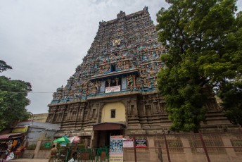 Meenakshi tempel in Madurai ter ere van de godin Meenakshi die drie tieten heeft.