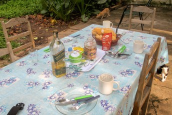 Whisky ontbijtje bij Pousada Eco Verde voordat we de Pantanal ingaan.