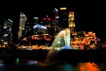 het icoon van Singapore, de Merlion (zeemeerleeuw)