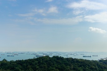 als laatste nog een plaatje van de enorme hoeveelheid boten die rondom Singapore liggen te wachten