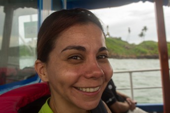 Lucía glom van oor tot oor met het vooruizicht walvissen te gaan zien