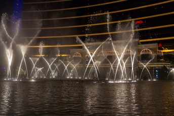 De fonteinen voor het Wynn's casino. Niet zo mooi als die van het Bellagio in Vegas.