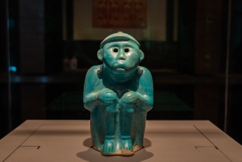 Turquoise-Glazed Monkey-Shaped Animal Figurine, Saljuq or Khwarazmshah, Iran (Kashan), 12th - 13th century