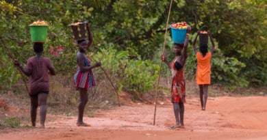 Meisjes met cashew noten, uit het fotoalbum Guinea-Bissau op www.edvervanzijnbed.nl