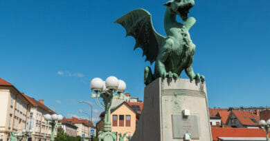 Het symbool van Ljubljana, de draak. Dit en meer moois in het fotoalbum Slovenië op www.edvervanzijnbed.nl