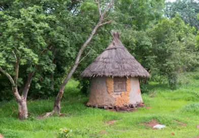 Typische hut, foto uit het fotoalbum Mali op www.edvervanzijnbed.nl.